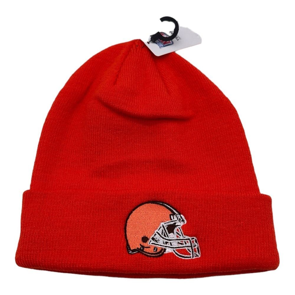 NWT NFL Team Apparel Cleveland Browns‎ Orange Knit Winter Beanie Hat Cap Cuffed